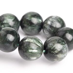 ONLY ONE 12-13MM Seraphinite Beads Green Bracelet Grade AA Genuine Natural Round Gemstone 8" (121520h-3063)