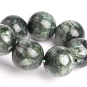 ONLY ONE 12MM Seraphinite Beads Green Bracelet Grade AA Genuine Natural Round Gemstone 8" (121377h-3047)