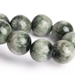 ONLY ONE 9-10MM Seraphinite Beads Green Bracelet Grade AA Genuine Natural Round Gemstone 7.5" (121367h-3007)