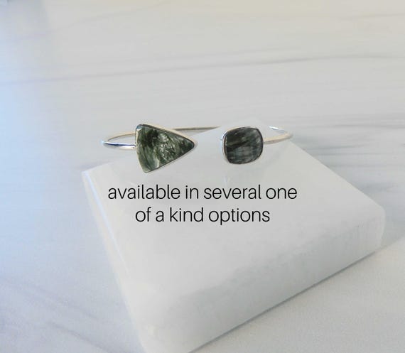 Seraphinite Bracelet Sterling Silver • Seraphinite Bangle • Sterling Bracelet • Sterling Silver Seraphinite Bracelet • Healing Crystal