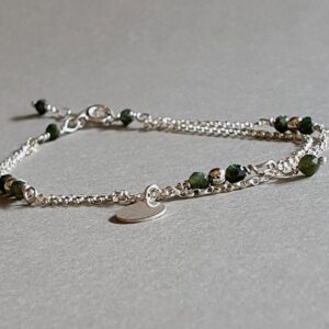 Sterling Silver Seraphinite Bracelet: Double Chain Healing Jewelry