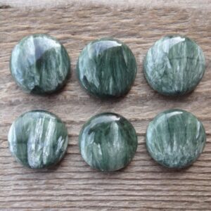 Seraphinite Cabochon 18x5mm, Green Gemstone Cabochon, Round Cabochon Ring Size, Natural Cabochon For Ring