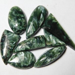 8 Seraphinite Cabochons, Loose Gemstones, 66cts 8 Seraphinite Cabochons, Loose Gemstones, 66cts
