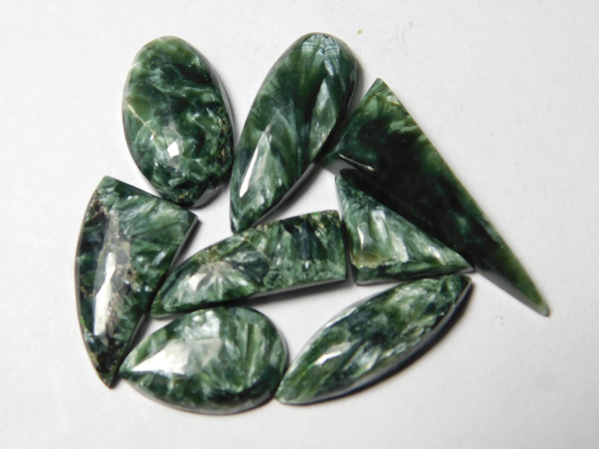 8 Seraphinite Cabochons, Loose Gemstones, 66cts