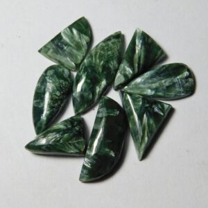 8 Seraphinite Gemstone Cabochons, Loose Stones, Jewelry Making 8 Seraphinite Gemstone Cabochons, Loose Stones, Jewelry Making