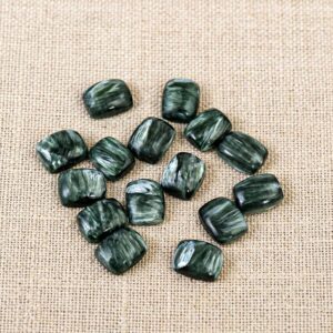 AAA Seraphinite Smooth Rectangle Shape Gemstone Green Seraphinite Flat Back Polished Calibrated Cabochon For Jewelry Making Wholesale Lot AAA Seraphinite Smooth Rectangle Shape Gemstone Green Seraphinite Flat Back Polished Calibrated Cabochon For Jewelry Making Wholesale Lot