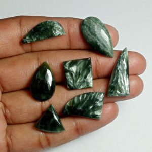 Seraphinite Cabochons: 7 Pcs. Loose Gemstone Jewelry Making, 54cts. Seraphinite Cabochons: 7 Pcs. Loose Gemstone Jewelry Making, 54cts.