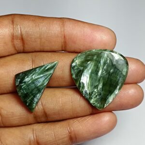 Seraphinite Cabochons Lot: Jewelry Making Gemstones, 24cts Seraphinite Cabochons Lot: Jewelry Making Gemstones, 24cts