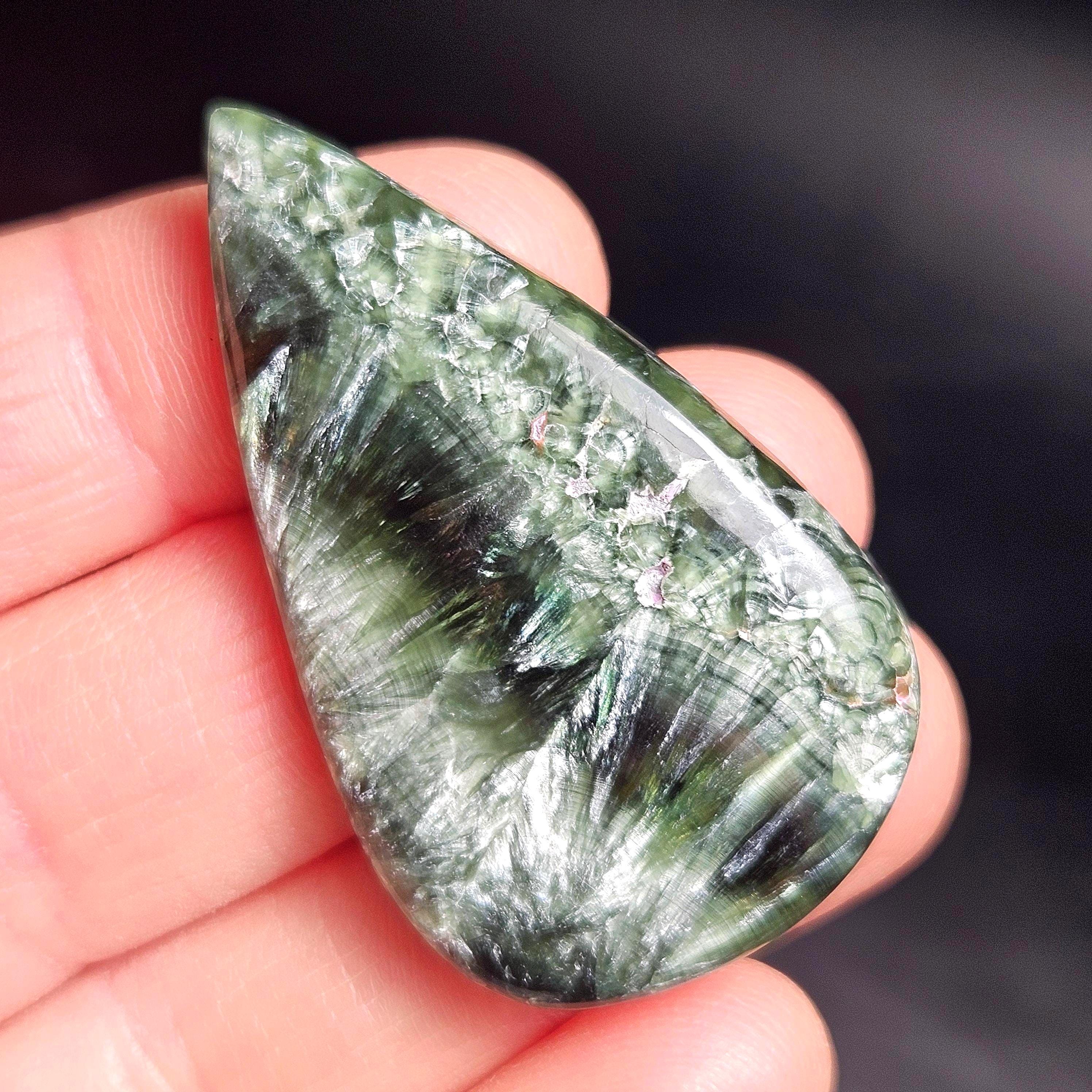 Seraphinite Crystal Cabochon (1.25-1.5"), Jewelry Making Supply