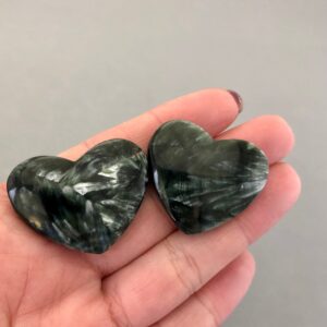 Seraphinite Crystal Heart Cabochon (1 1/4") For Connecting To Angels, Protection, Jewelry Making, Jewelry Supplies, Metaphysical Stone Heart