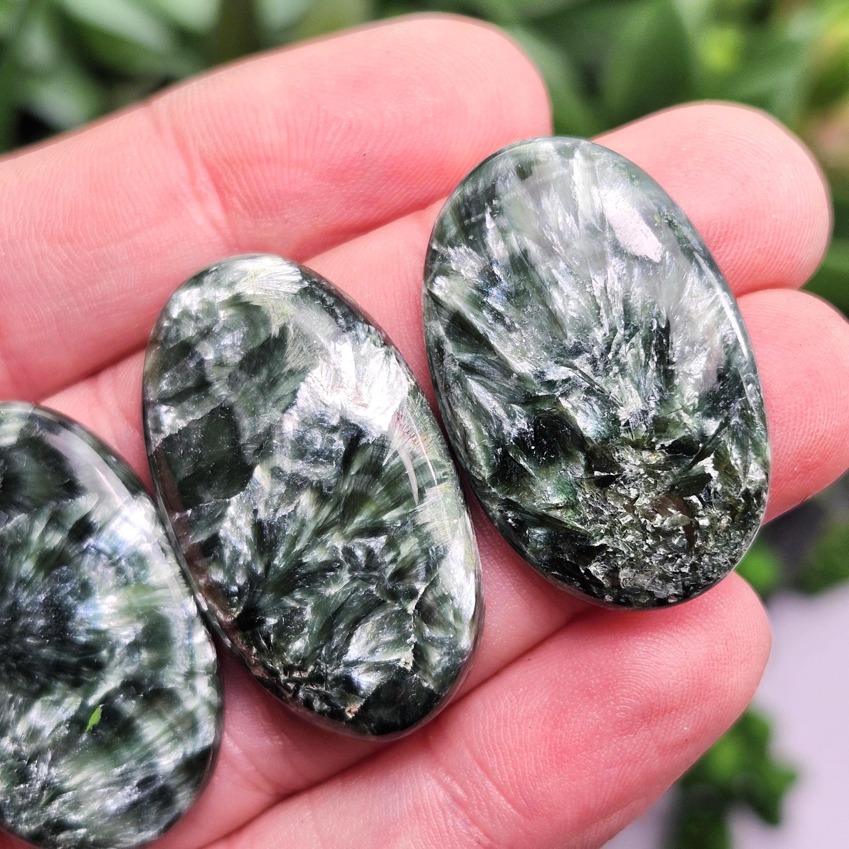 Seraphinite Crystal Cabochon, Jewelry Making Supply - Polished Seraphinite Specimen