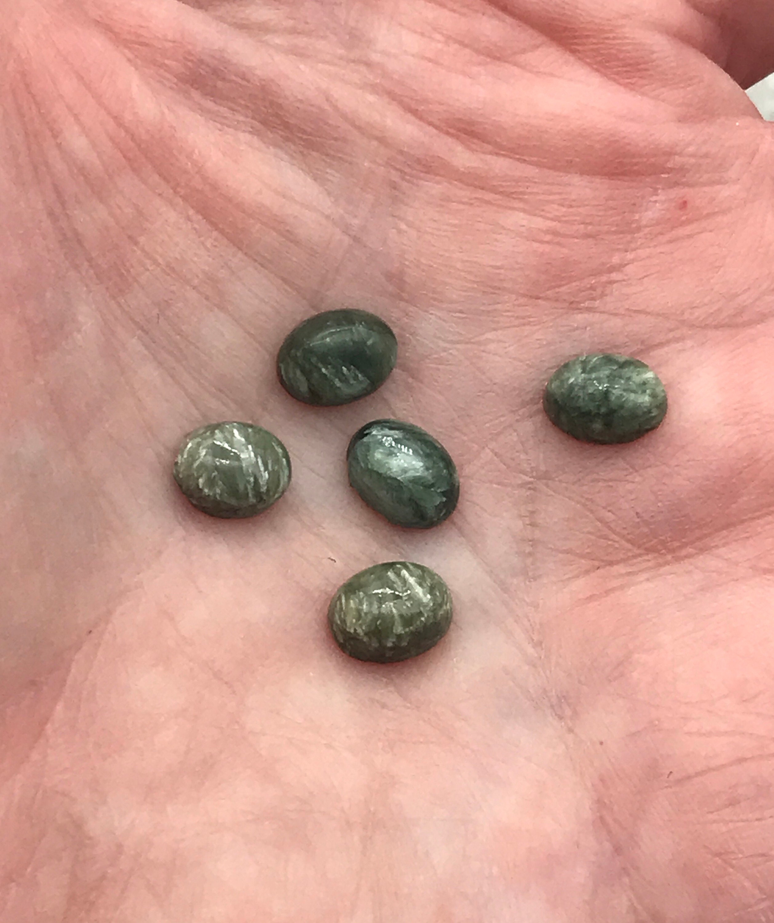 Five Mini Teardrop Seraphinite Cabochons--6.28ct