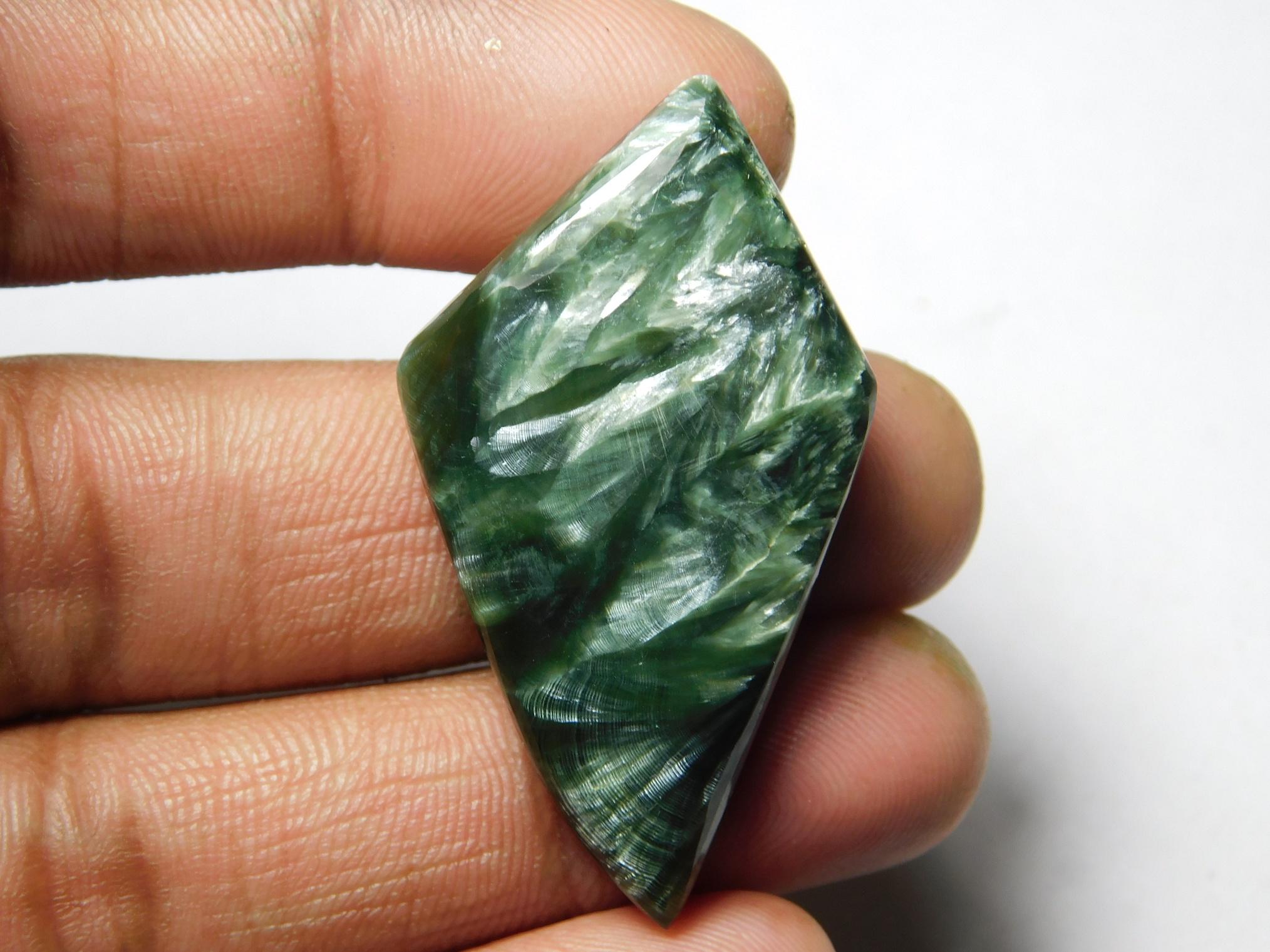Seraphinite Gemstone Cabochon, Loose Stone, Jewelry Making (43x24 Mm 39cts.)