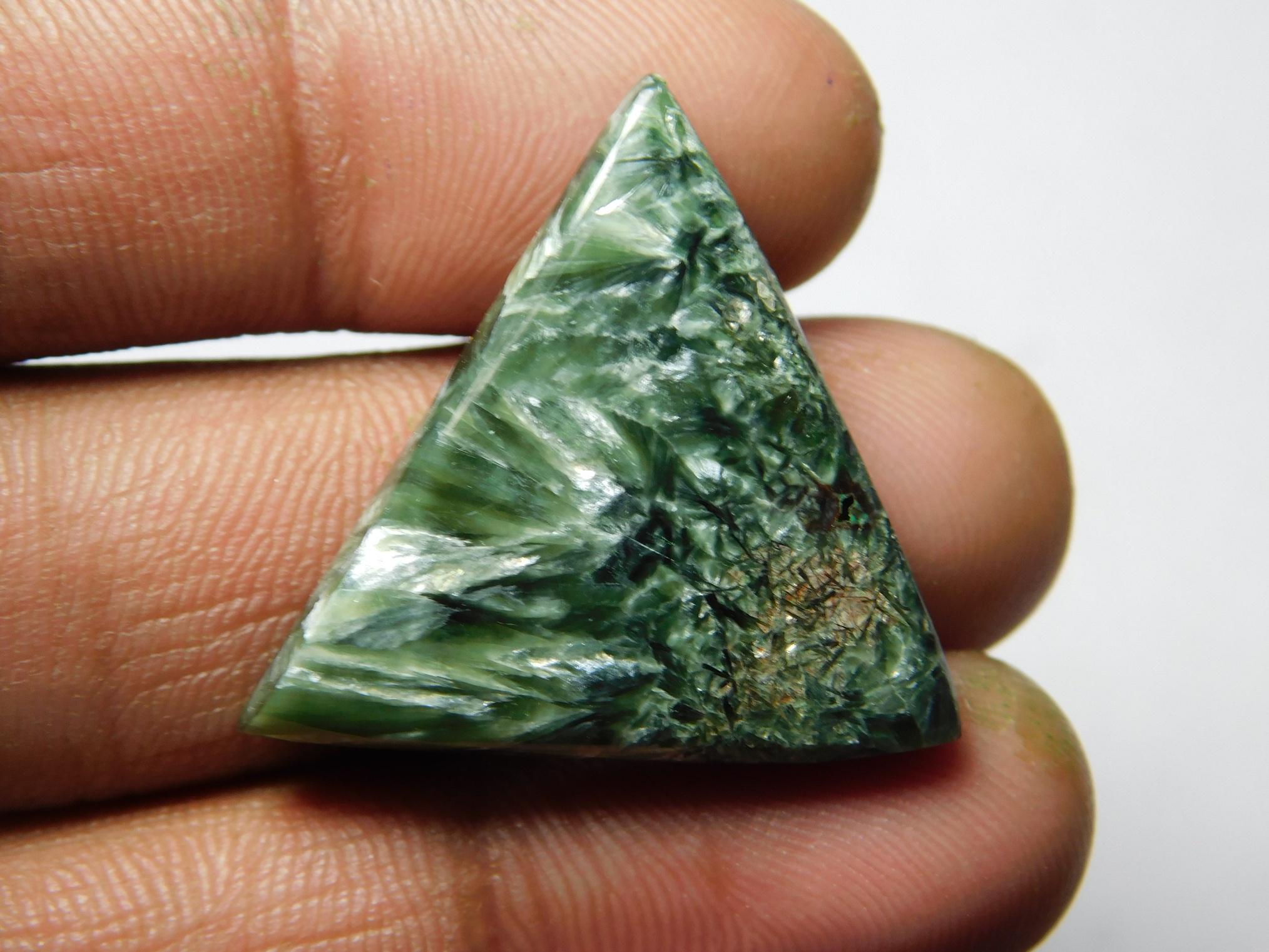 Seraphinite Cabochon, Loose Gemstone For Jewelry Making (28x26 Mm, 22cts)