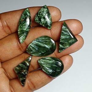 Seraphinite Cabochon Lot: Jewelry Making Gemstones (62 Cts.) Seraphinite Cabochon Lot: Jewelry Making Gemstones (62 Cts.)