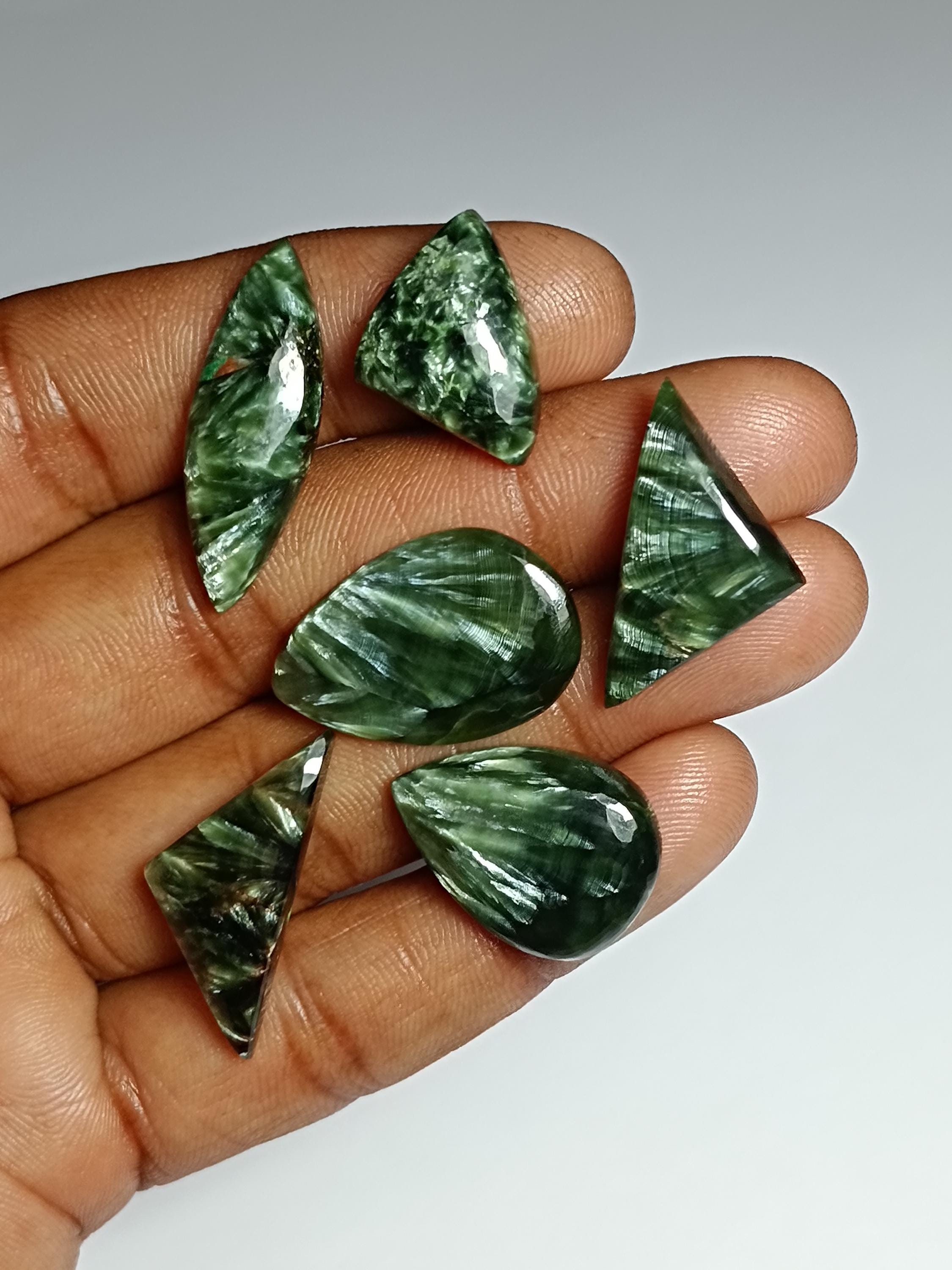Seraphinite Cabochon Lot: Jewelry Making Gemstones (62 Cts.)