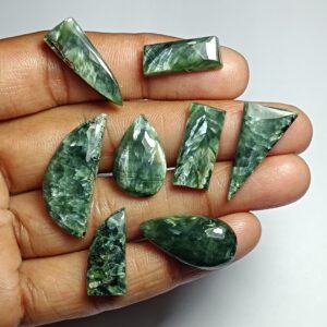 Seraphinite Cabochon Lot: Jewelry Making Gemstones (64 Cts.) Seraphinite Cabochon Lot: Jewelry Making Gemstones (64 Cts.)