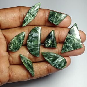 Seraphinite Cabochon Lot: Jewelry Making Gemstones (66 Cts.) Seraphinite Cabochon Lot: Jewelry Making Gemstones (66 Cts.)