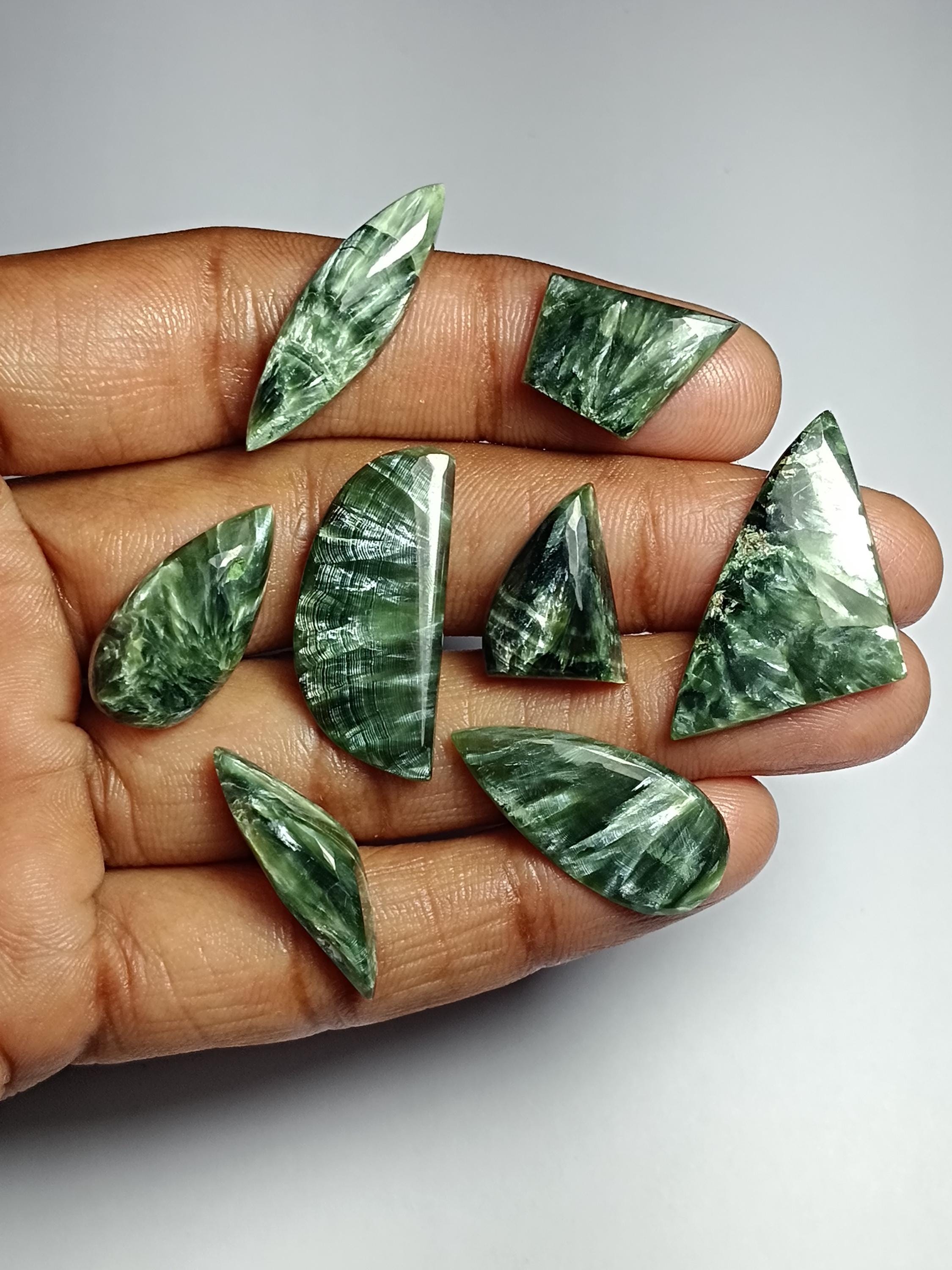 Seraphinite Cabochon Lot: Jewelry Making Gemstones (66 Cts.)