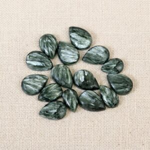 Natural Green Seraphinite Pear Cabochon Gemstone for Jewelry Making Wholesale Lot Natural Green Seraphinite Pear Cabochon Gemstone for Jewelry Making Wholesale Lot