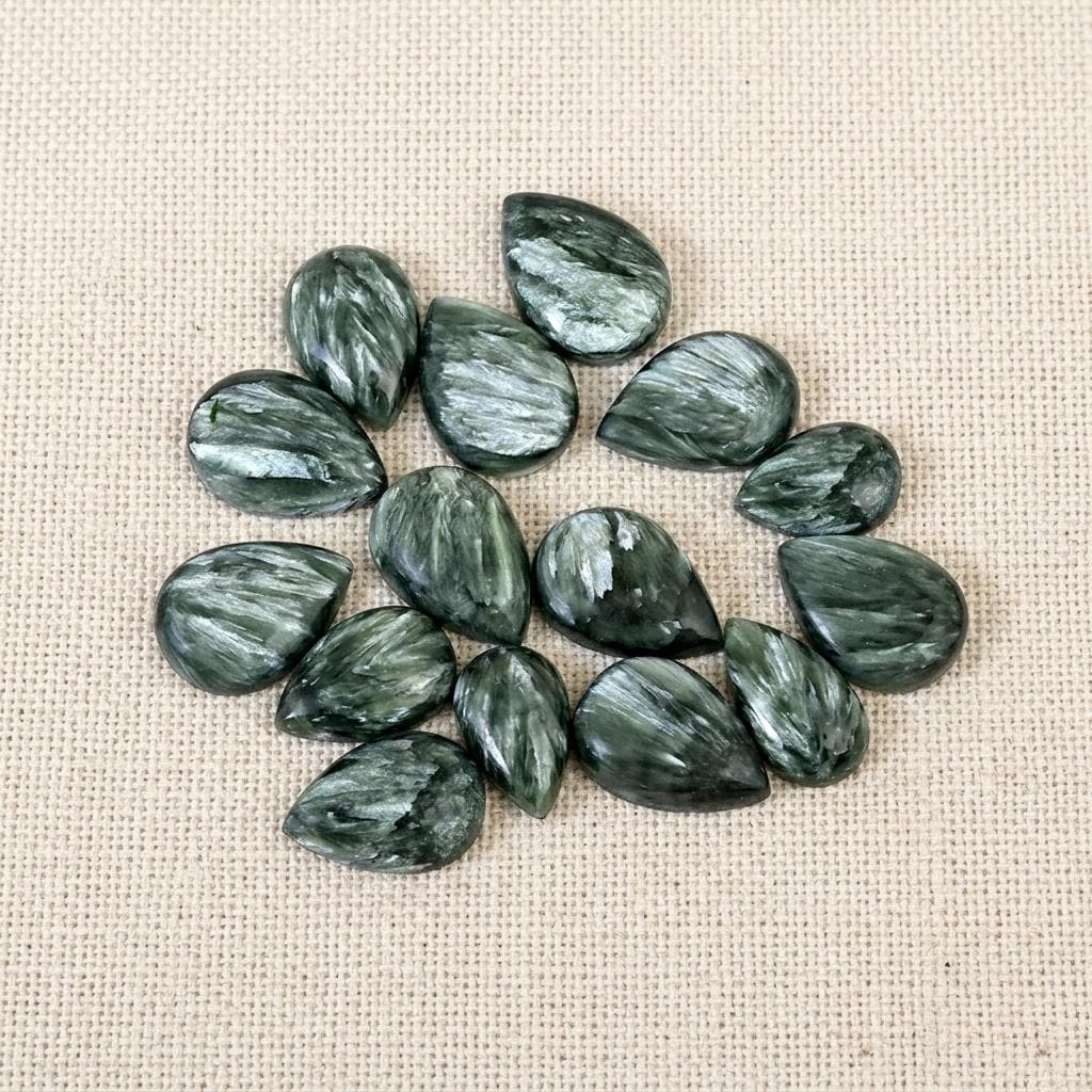 Natural Green Seraphinite Pear Cabochon Gemstone For Jewelry Making Wholesale Lot Natural Green Seraphinite Pear Cabochon Gemstone For Jewelry Making Wholesale Lot