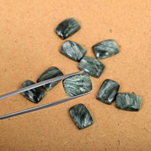 Natural Green Seraphinite Cabochon, Rectangle Loose Gemstone For Jewelry Making, 3x5-20x30mm Flat Back Polished Calibrated Gemstone Natural Green Seraphinite Cabochon, Rectangle Loose Gemstone For Jewelry Making, 3x5-20x30mm Flat Back Polished Calibrated Gemstone