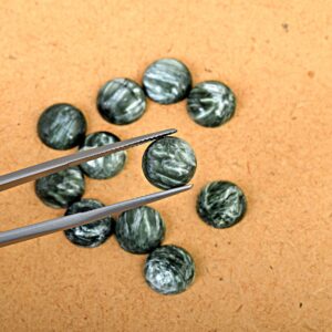 Natural Green Seraphinite Cabochon, Round Loose Gemstone For Jewelry Making, 3mm To 25mm Custom Sizes, Smooth Polished Flat Back Gemstone Natural Green Seraphinite Cabochon, Round Loose Gemstone For Jewelry Making, 3mm To 25mm Custom Sizes, Smooth Polished Flat Back Gemstone