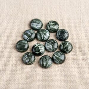 Natural Seraphinite Round Cabochon Gemstone for Jewelry Making (3x3mm-25x25mm) Natural Seraphinite Round Cabochon Gemstone for Jewelry Making (3x3mm-25x25mm)