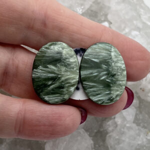 Pair Seraphinite Cabochons 26.70ct Pair Seraphinite Cabochons 26.70ct
