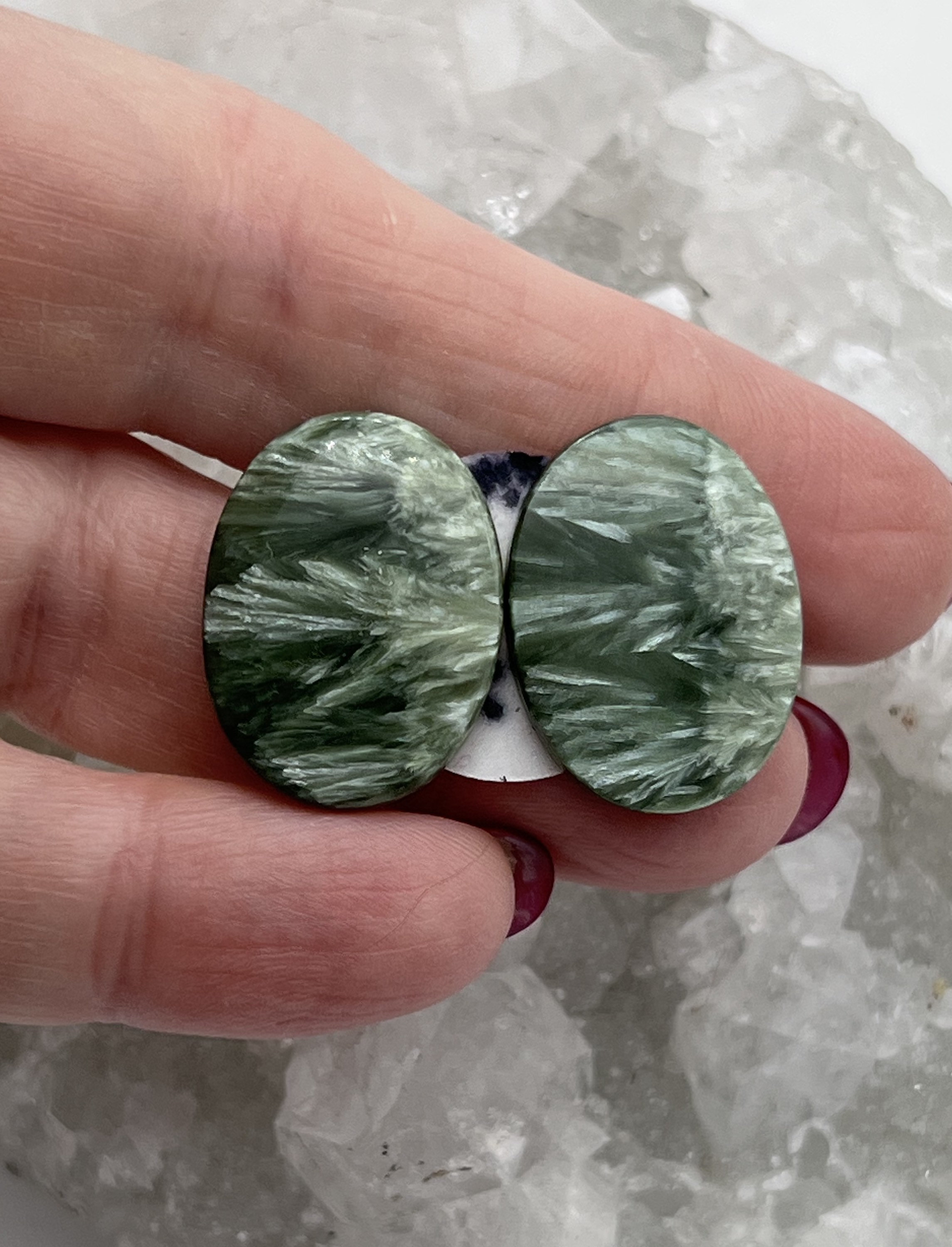 Pair Seraphinite Cabochons 26.70ct