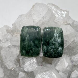 Pair Seraphinite Cabochons 27.46ct Pair Seraphinite Cabochons 27.46ct