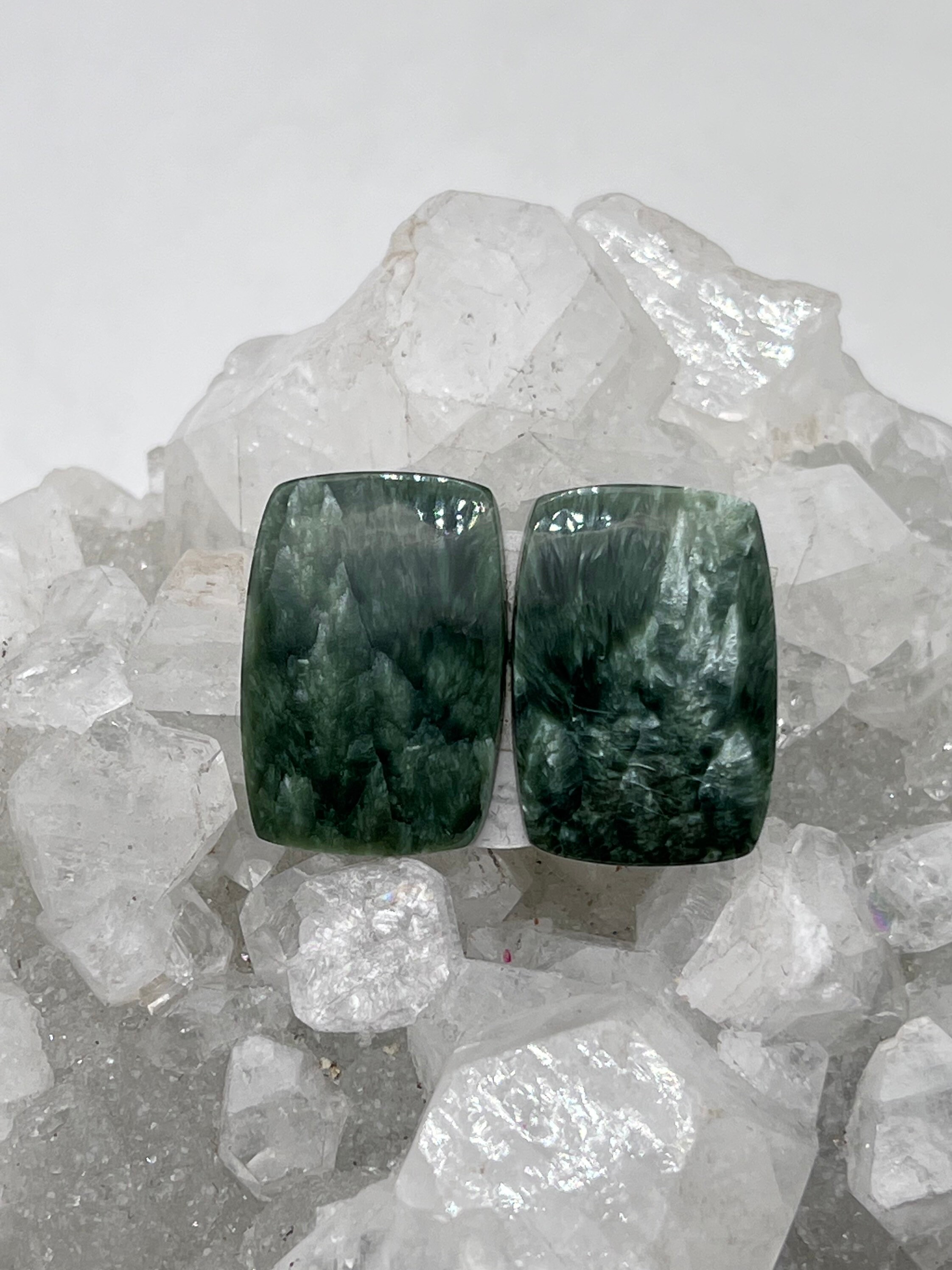 Pair Seraphinite Cabochons 27.46ct