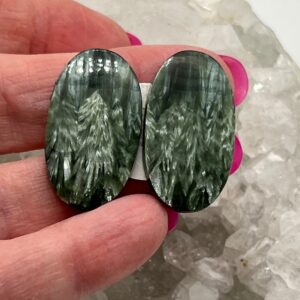 Pair Seraphinite Cabochons 43ct Pair Seraphinite Cabochons 43ct