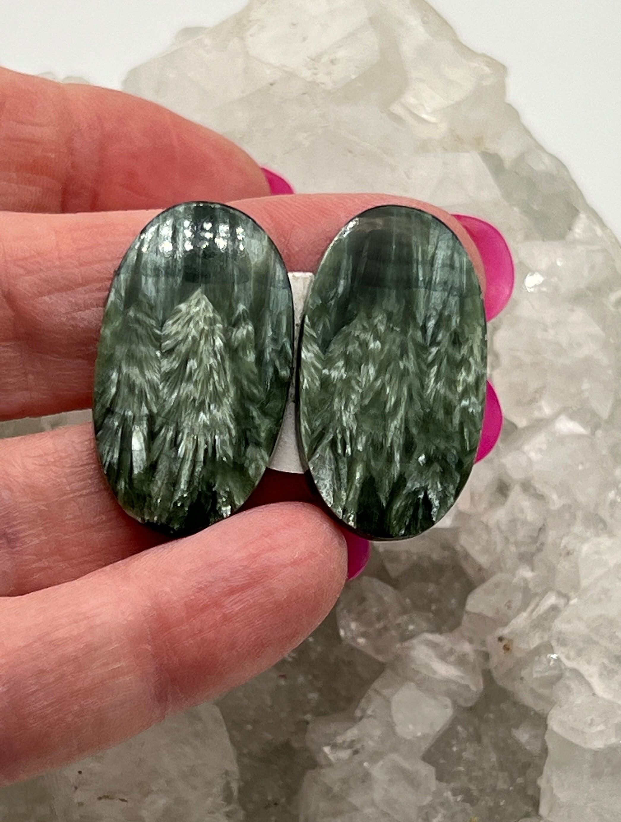 Pair Seraphinite Cabochons 43ct