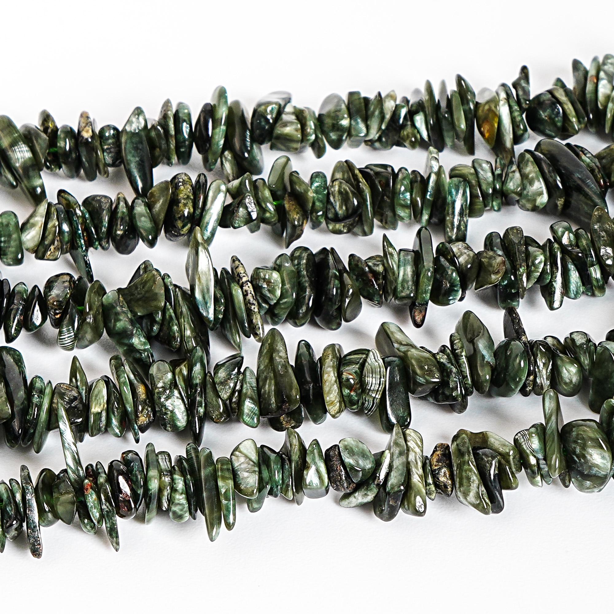 4-10mm Green Pebble Chips Seraphinite Beads Grade Aa Genuine Natural Gemstone Full Strand Loose Beads Bulk Lot Options