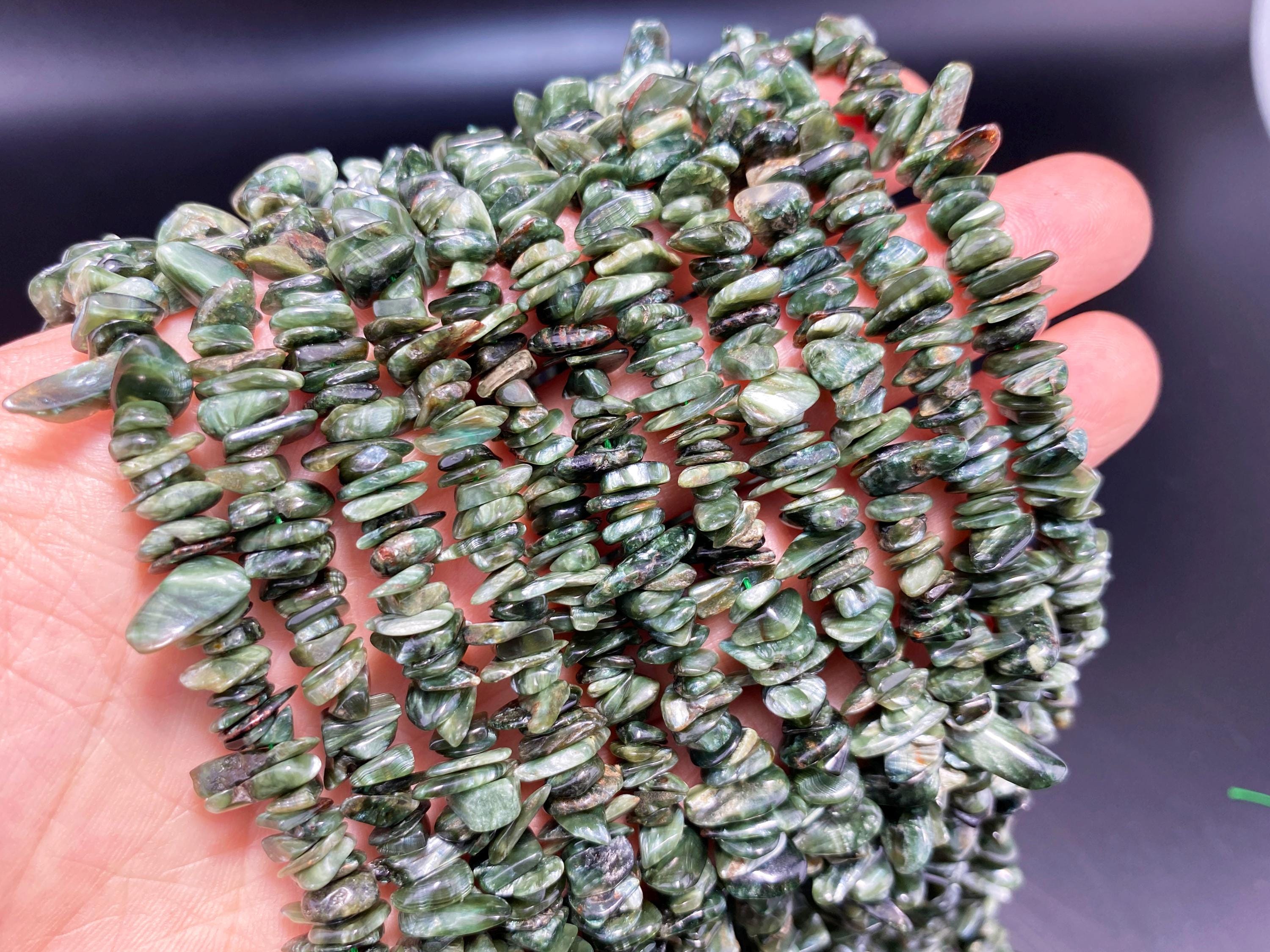 Full 16' Natural Aa Grade Seraphinite 5~10mm Size Chip Beads,bracelets/necklace For Jewelry Making Beads,gemstone Freeform Chip Nugget Beads