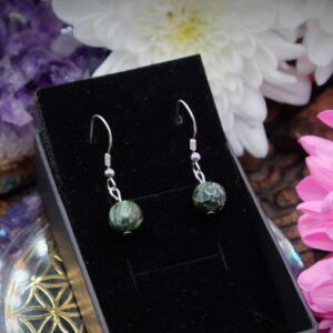 Seraphinite 8mm Dangle Drop Earrings Sterling Silver Energy, Prosperity, Good Luck, Peace, Harmony Seraphinite 8mm Dangle Drop Earrings Sterling Silver Energy, Prosperity, Good Luck, Peace, Harmony