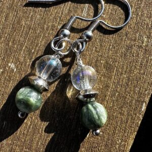 Seraphinite and Angel Aura, Stainless Steel, Healing Stone Earrings! Seraphinite and Angel Aura, Stainless Steel, Healing Stone Earrings!