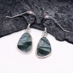 Angel Wings - Natural Seraphinite Sterling Silver Earrings
