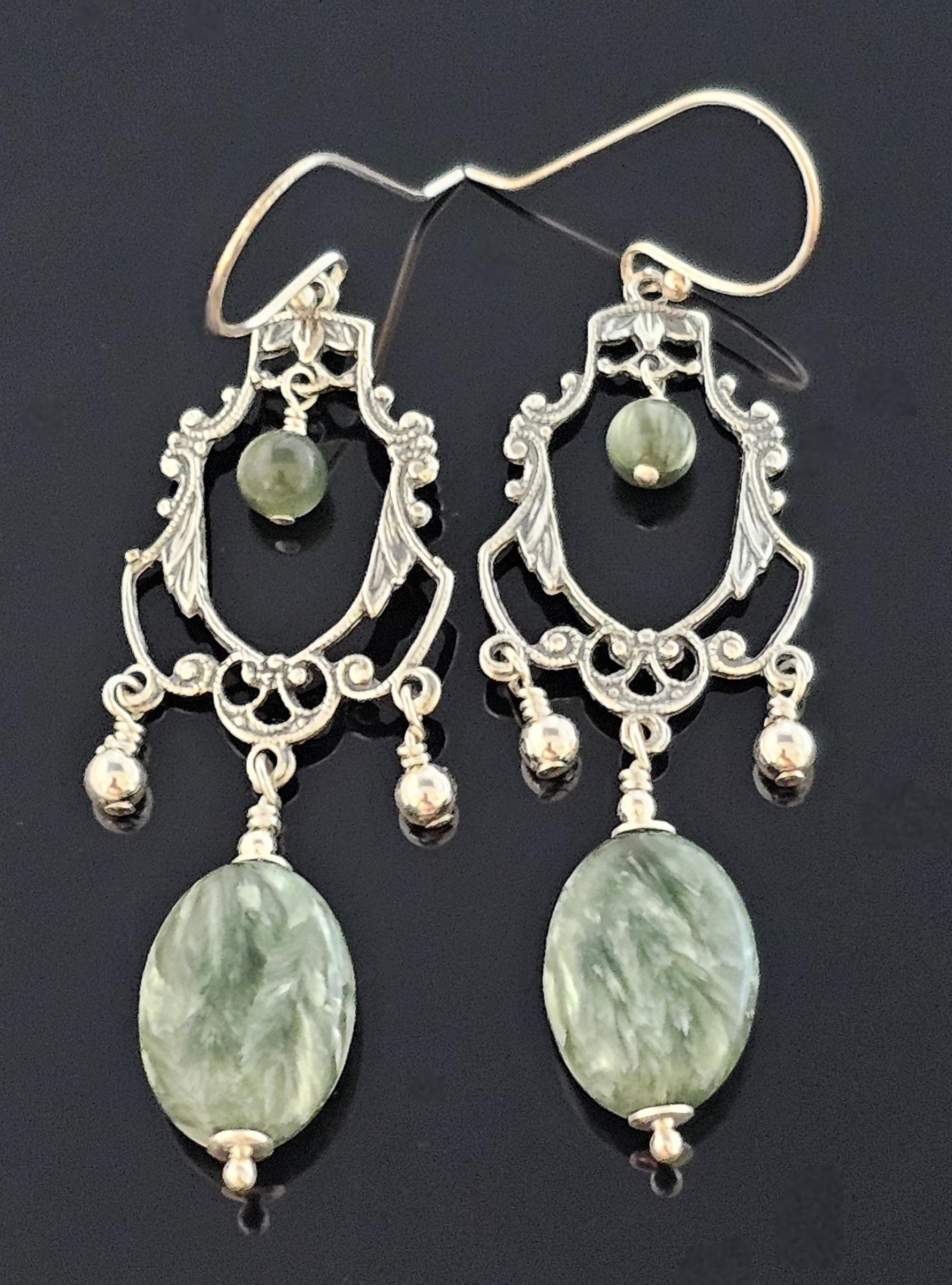 Sterling Chandelier Earrings With Seraphinite