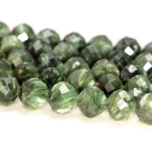 6mm Genuine Russian Seraphinite Clinochlore Gemstone Grade Aaa Green Micro Faceted Round Loose Beads 15.5 Inch Full Strand (80006535-889)