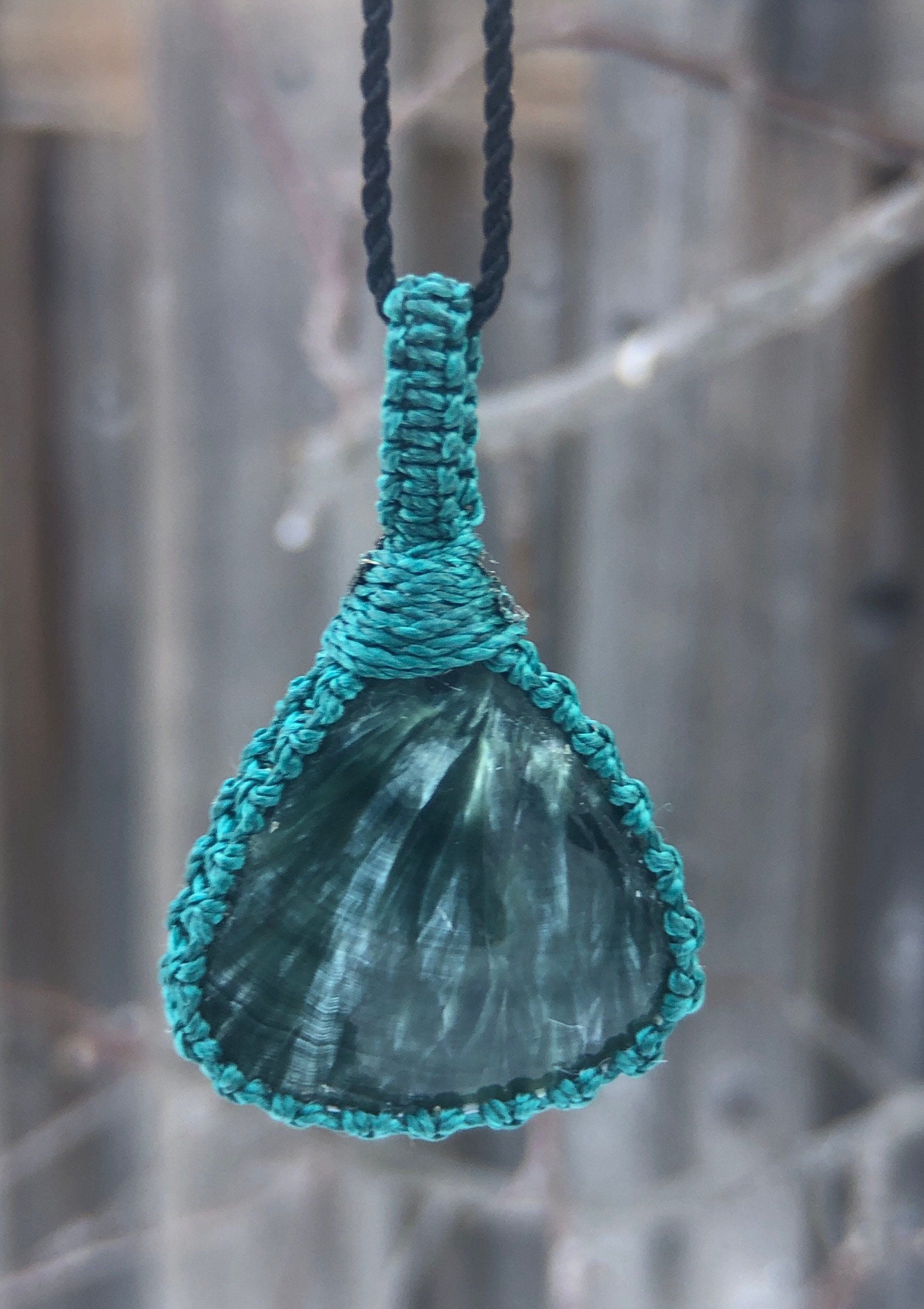 Seraphinite Angel Wing Necklace For Women, Seraphinite Jewelry Necklace, Angel Necklace For Her, Macrame Necklaces For Women, Seraphinite