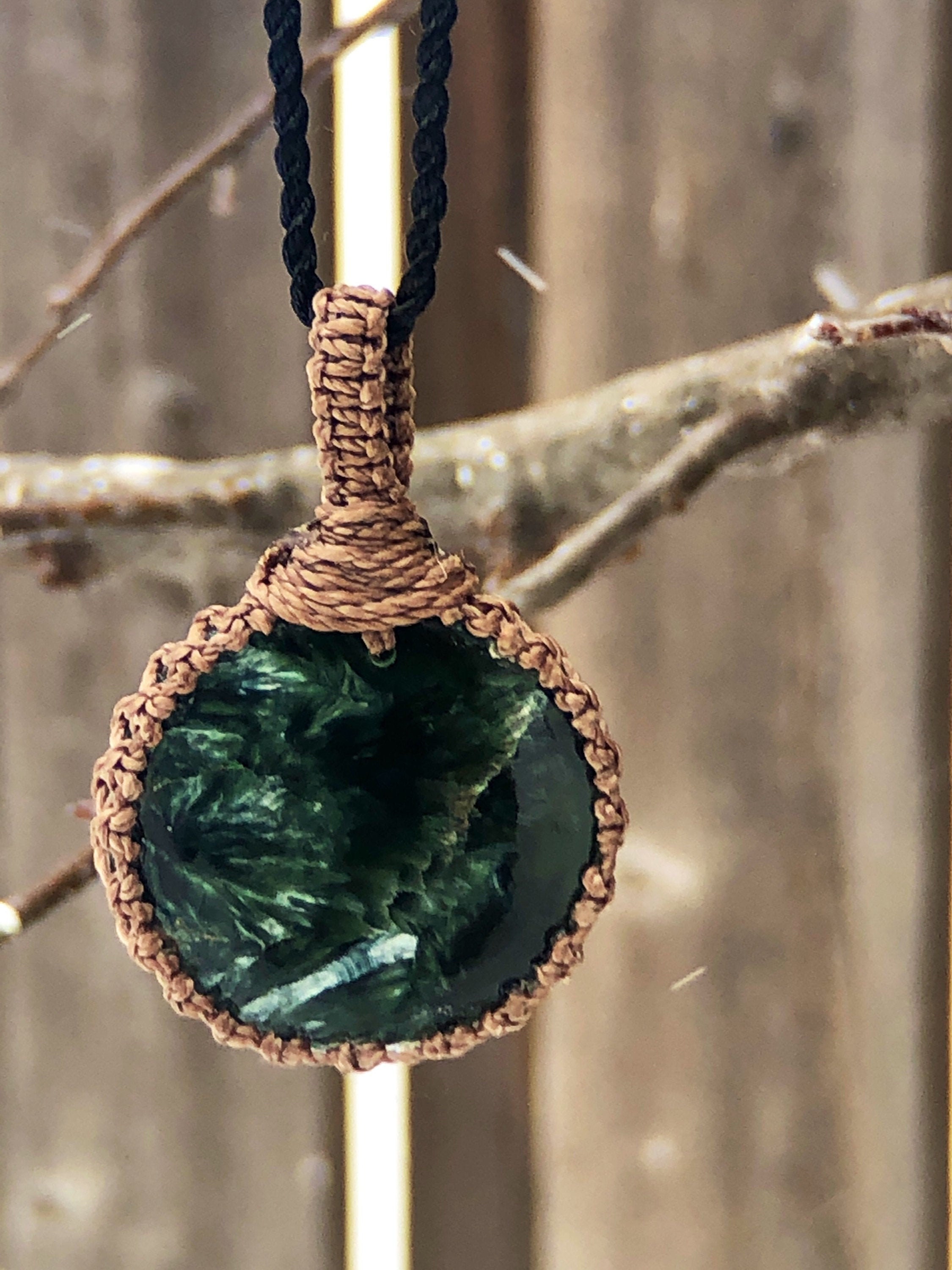 Seraphinite Angel Wing Necklace For Women, Seraphinite Jewelry Necklace, Angel Necklace For Her, Macrame Necklaces For Women, Seraphinite
