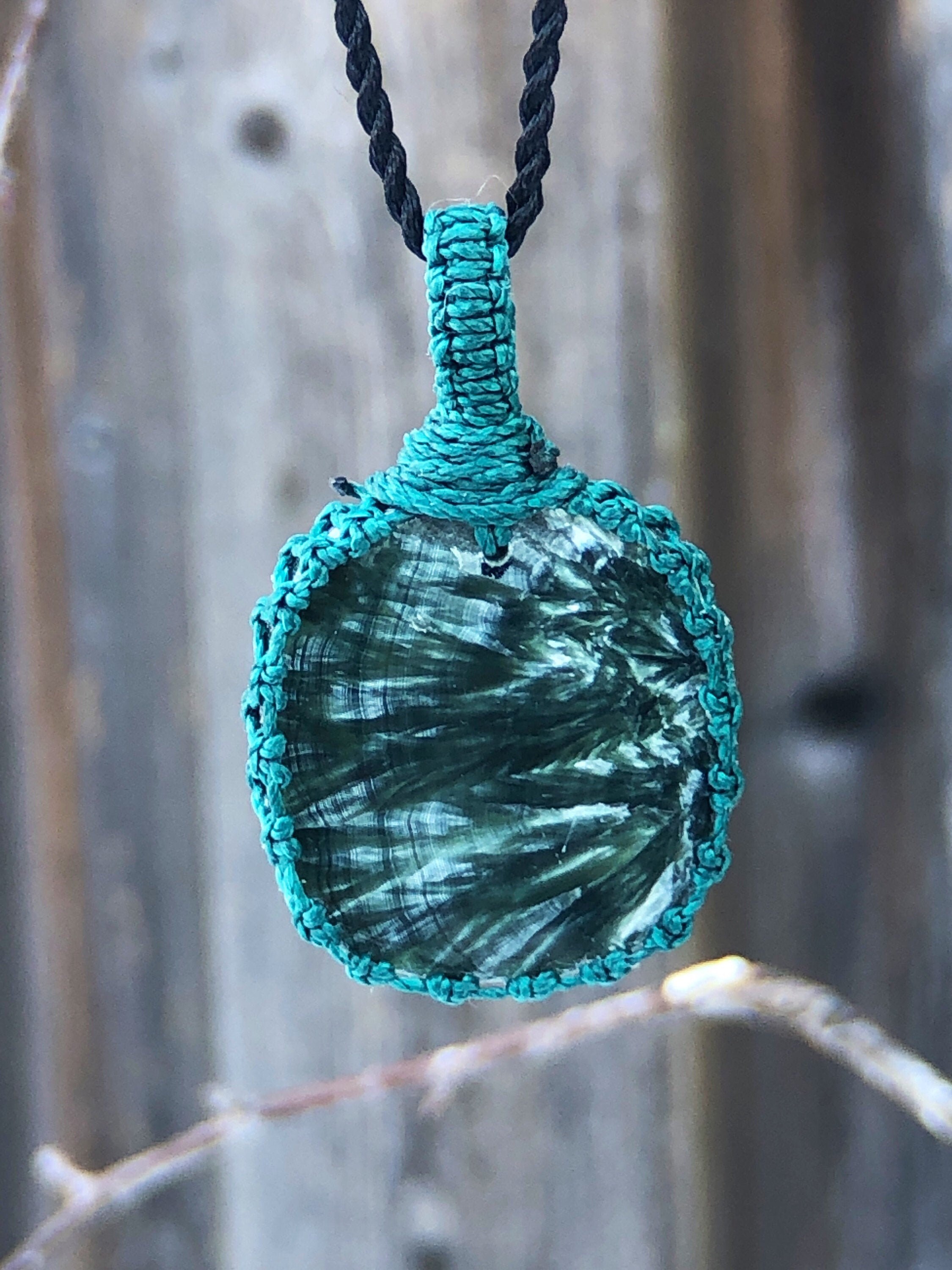 Seraphinite Angel Wing Necklace For Women, Seraphinite Jewelry Necklace, Angel Necklace For Her, Macrame Necklaces For Women, Seraphinite