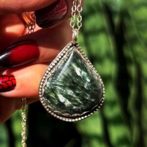 Seraphinite Necklace - for Raising Kundalini Energy & Vitality - in sterling silver - Seraphinite crystal - crystal necklace