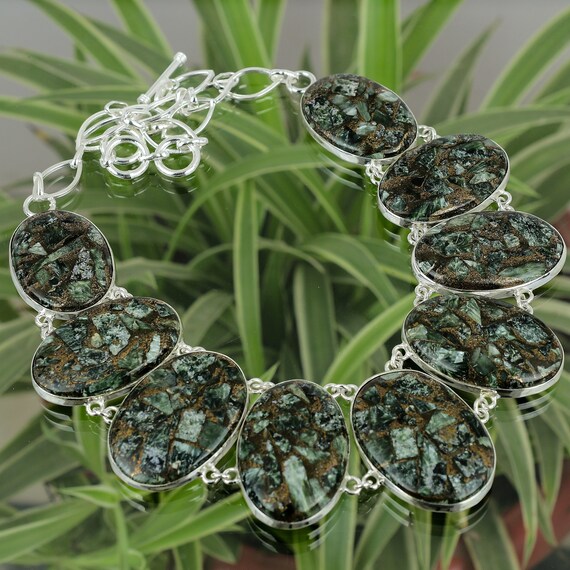 Handmade Copper Seraphinite 925 Sterling Silver Necklace