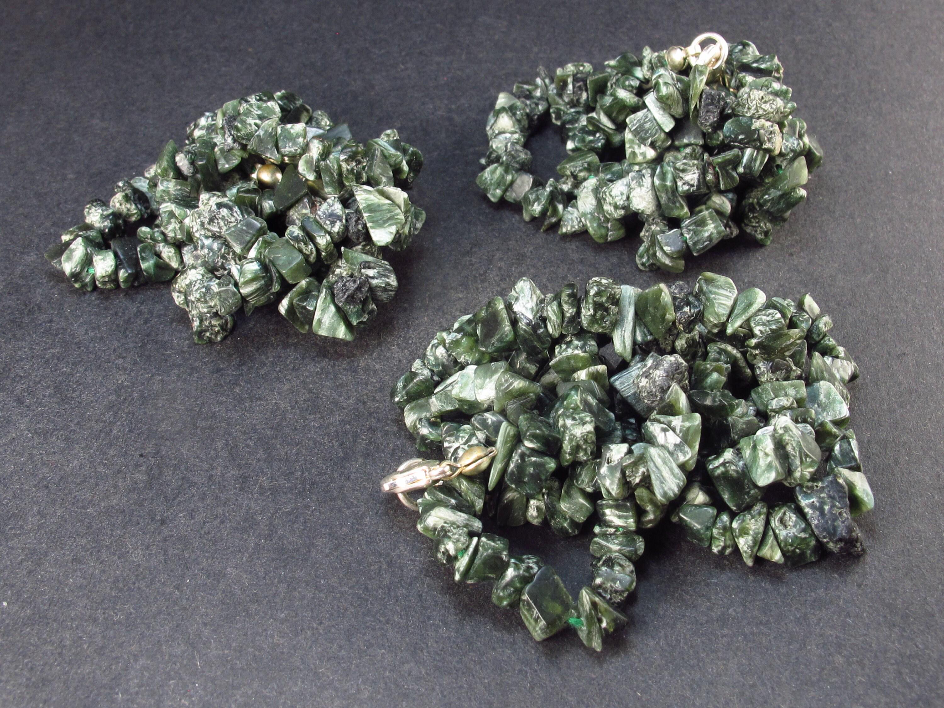 Lot Of 3 Seraphinite Clinochlore Angels Wings Necklaces From Russia - 18"