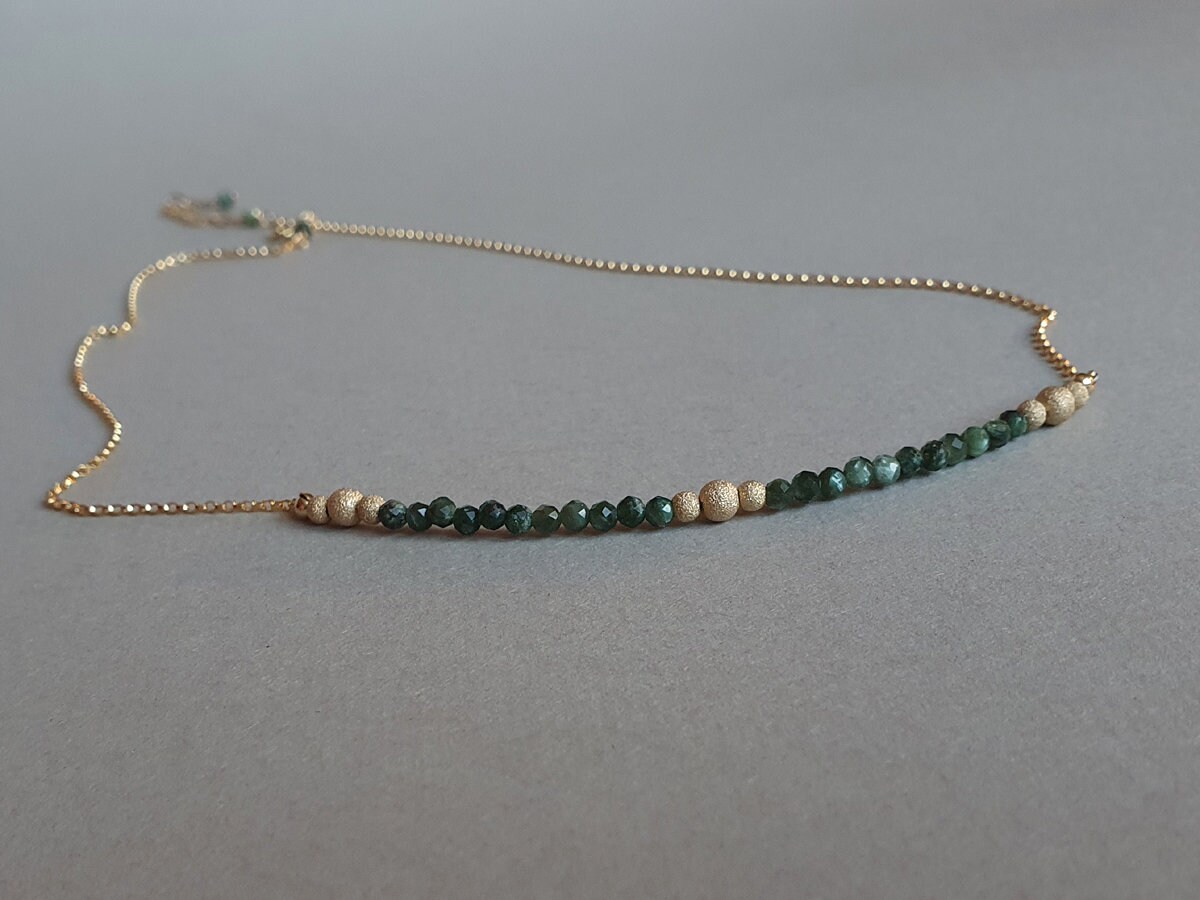 Seraphinite Sterling Silver Necklace: Faceted Rondelle Gemstone Seraphinite Sterling Silver Necklace: Faceted Rondelle Gemstone