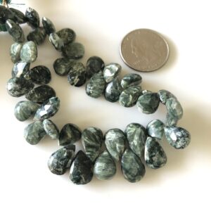 11mm To 14mm Seraphinite Faceted Pear Briolette Beads, Green Seraphinite Beads, Natural Seraphinite Beads, 8 Inch/4 Inch, Gds1700 11mm To 14mm Seraphinite Faceted Pear Briolette Beads, Green Seraphinite Beads, Natural Seraphinite Beads, 8 Inch/4 Inch, Gds1700