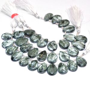 Aaa+ Seraphinite 13x18mm Smooth Pear Briolette Beads | 10 Loose Beads | Natural Seraphinite Semi Precious Gemstone Loose Beads For Jewelry Aaa+ Seraphinite 13x18mm Smooth Pear Briolette Beads | 10 Loose Beads | Natural Seraphinite Semi Precious Gemstone Loose Beads For Jewelry